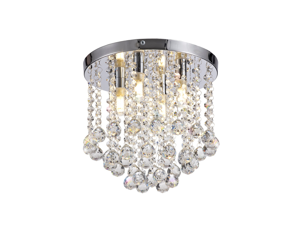 Armstrong Ceiling Light, 4 x G9, IP44, Polished Chrome/Crystal