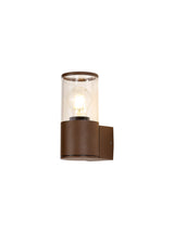 Pascoe Wall Lamp 1 x E27, IP54, Matt Brown/Clear, 2yrs Warranty