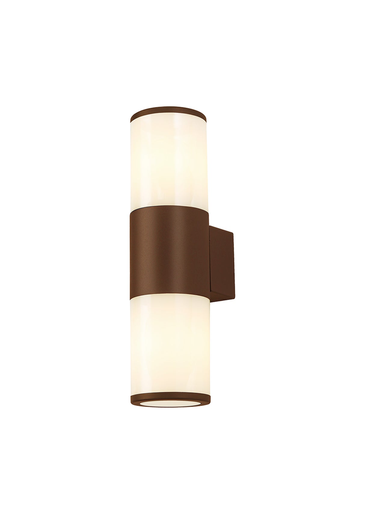 Pascoe Wall Lamp 2 x E27, IP54, Matt Brown/Opal, 2yrs Warranty