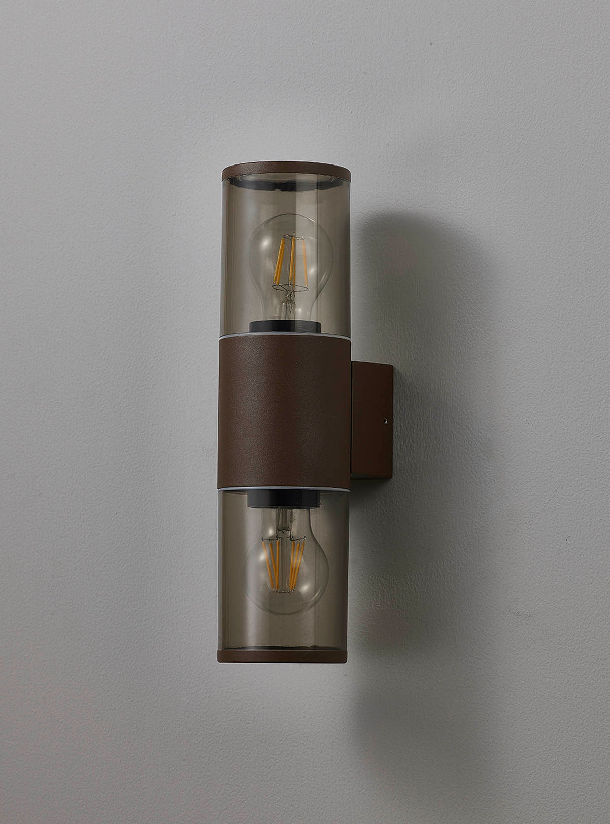 Pascoe Wall Lamp 2 x E27, IP54, Matt Brown/Smoked, 2yrs Warranty
