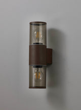 Pascoe Wall Lamp 2 x E27, IP54, Matt Brown/Smoked, 2yrs Warranty