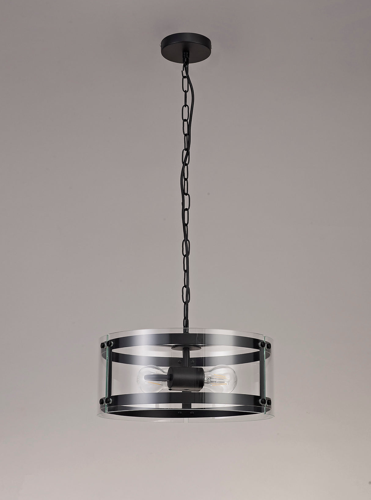 Stuckey Pendant, 2 Light E27, Matt Black