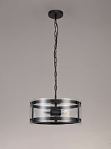 Stuckey Pendant, 2 Light E27, Matt Black