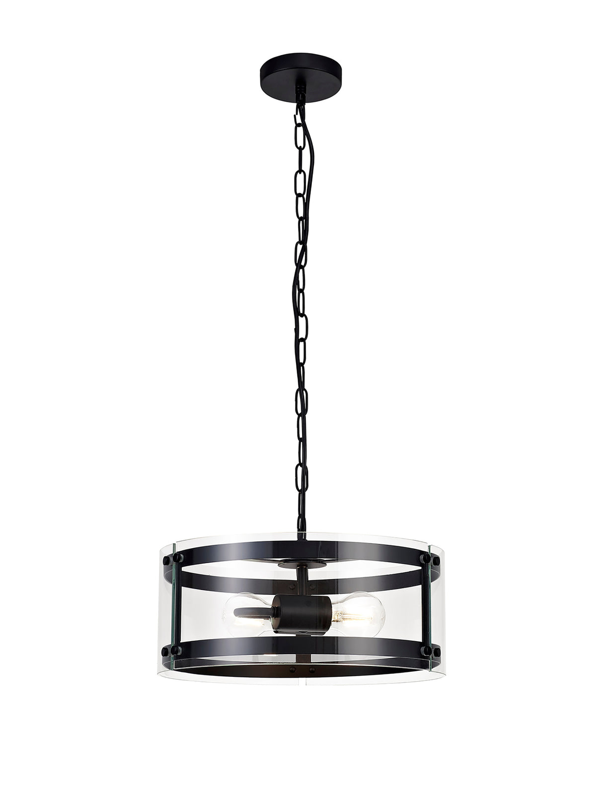 Stuckey Pendant, 2 Light E27, Matt Black