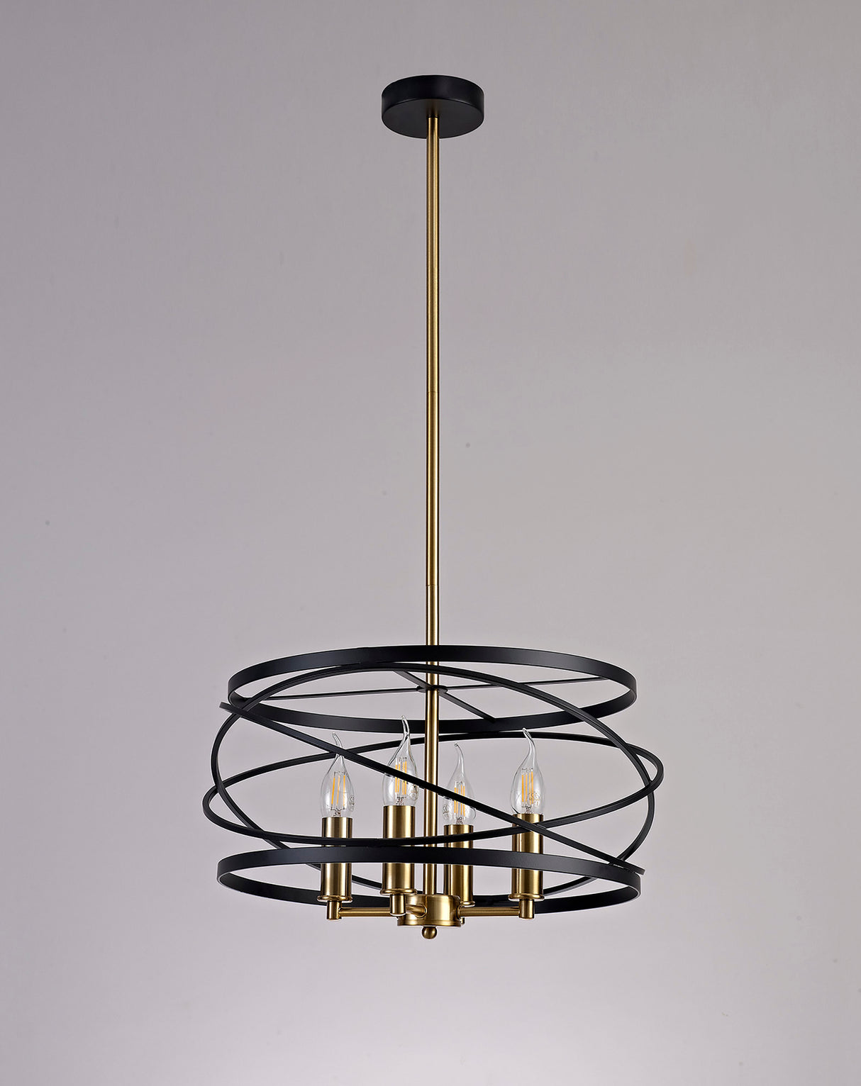 Mooney Pendant/Semi Flush, 4 x E14, Black/Satin Gold
