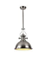 Munro Pendant, 1 x E27, Polished Nickel/Frosted Glass