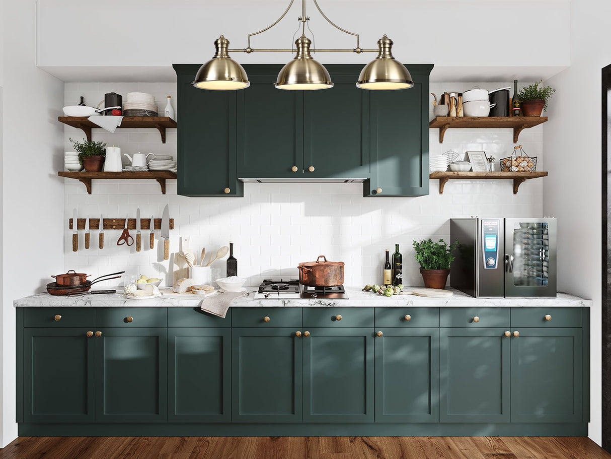 Munro Linear Pendant, 3 x E27, Antique Brass/Frosted Glass