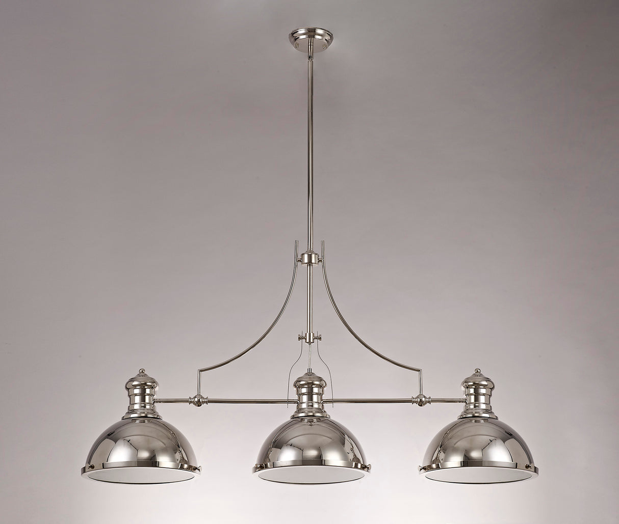 Munro Linear Pendant, 3 x E27, Polished Nickel/Frosted Glass