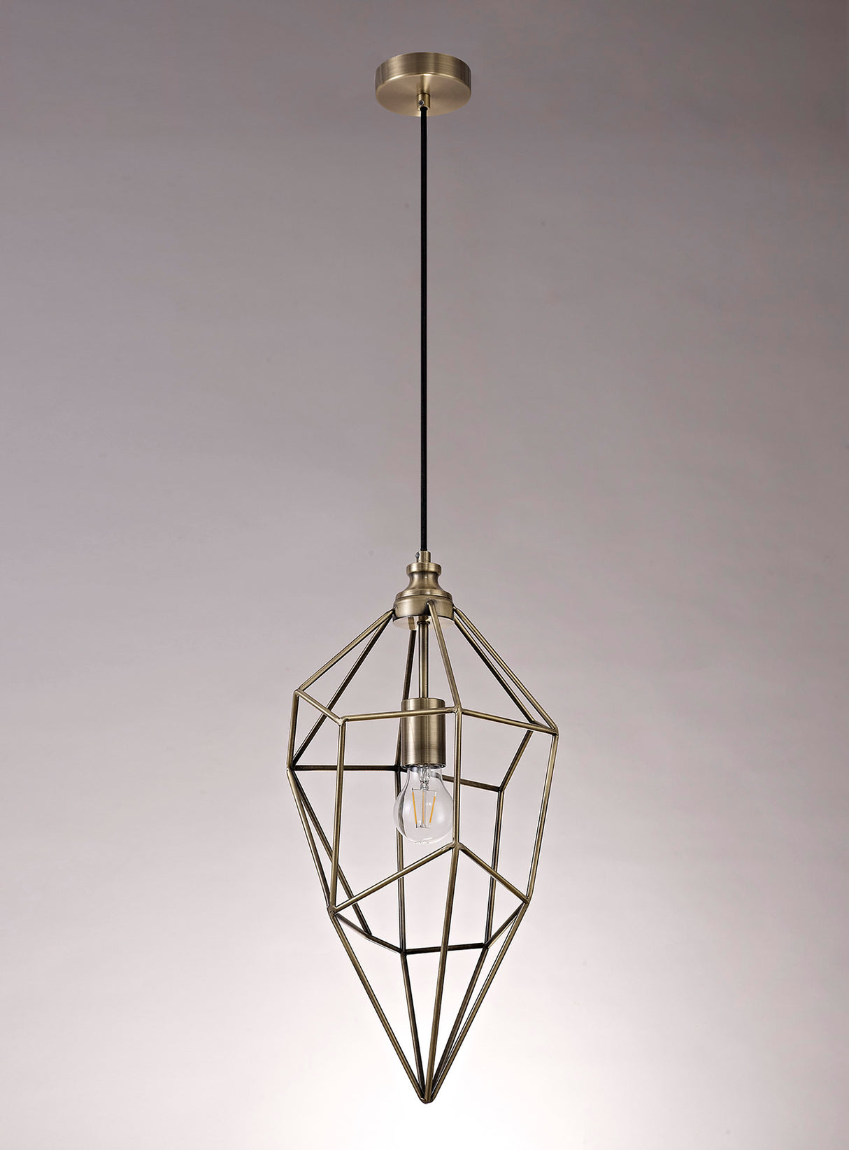 Gaughan Large Pendant, 1 x E27, Antique Brass