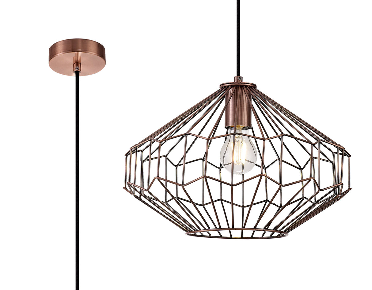 Whitfield Medium Pendant, 1 x E27, Antique Copper/Black