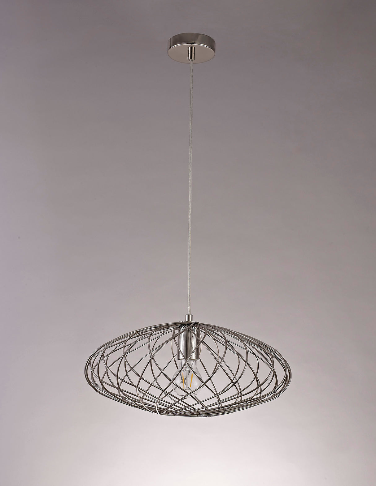 Melville Elliptical Sphere Pendant, 1 x E27, Polished Nickel