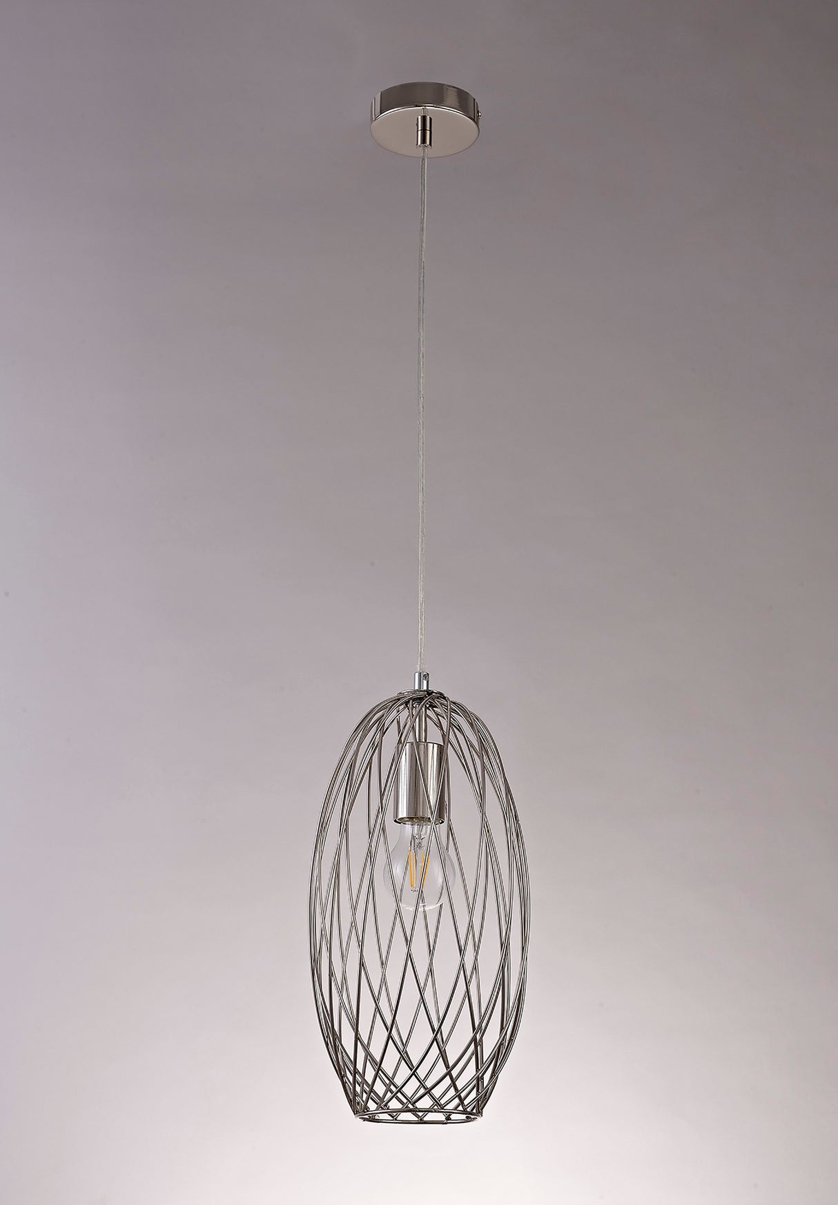 Melville Curved Cylinder Pendant, 1 x E27, Polished Nickel