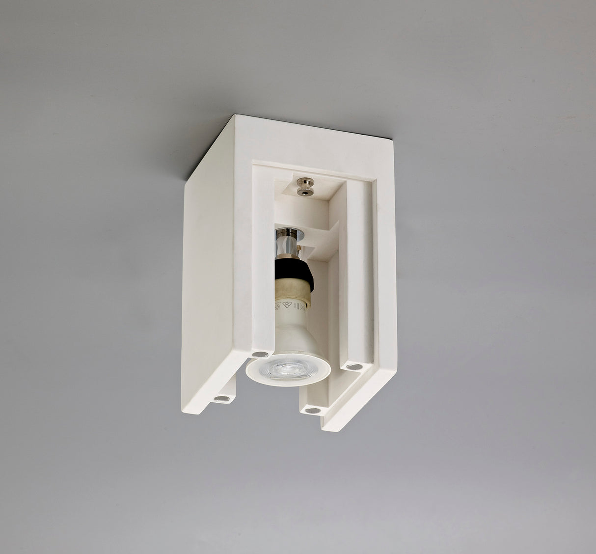Holloway Square Ceiling, 1 x GU10 (Max 25W), White Paintable Gypsum