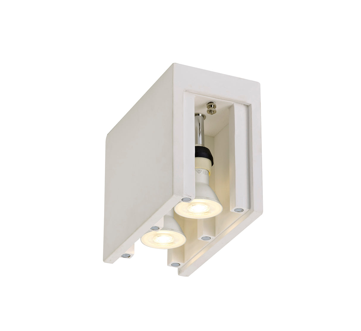 Holloway Rectangular Ceiling, 2 x GU10 (Max 25W), White Paintable Gypsum