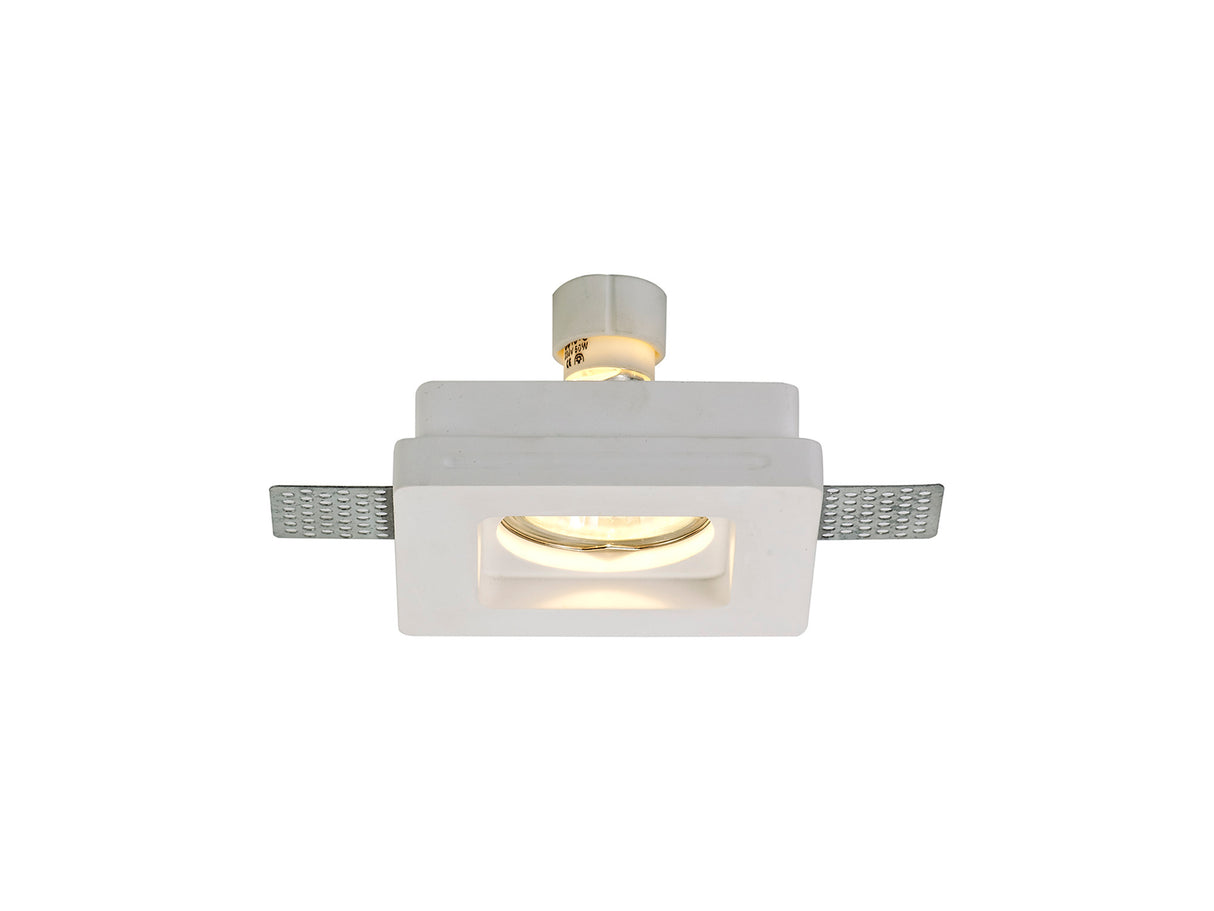 Waldron Square Stepped Recessed Spotlight,  1 x GU10, White Paintable Gypsum, Cut Out: L:103mmxW:103mm