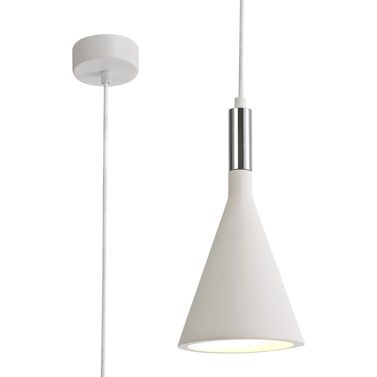 Waldron Pendant, 1 x E27, White Paintable Gypsum