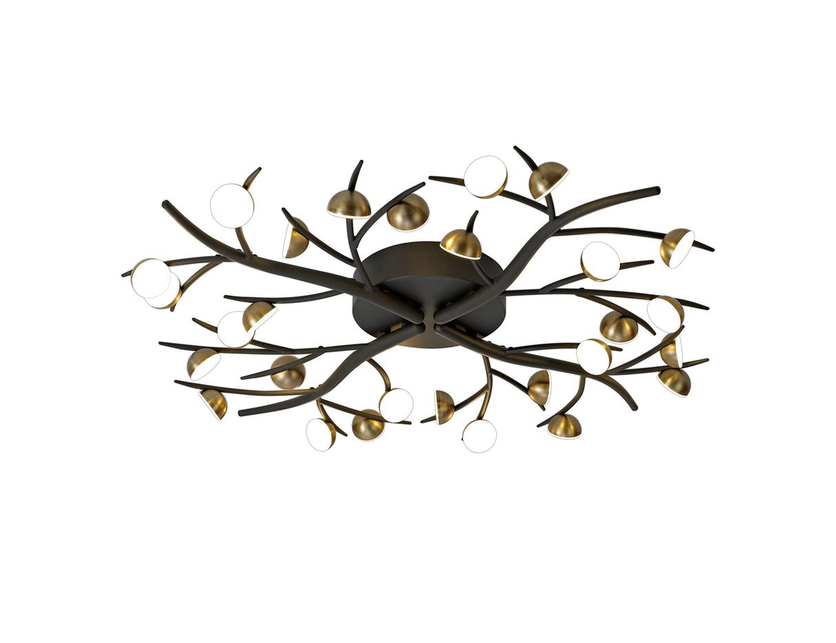 Makin 28 Light Flush, 28 x 3W LED, 3000K, 4400lm, Black/Antique Brass, 3yrs Warranty