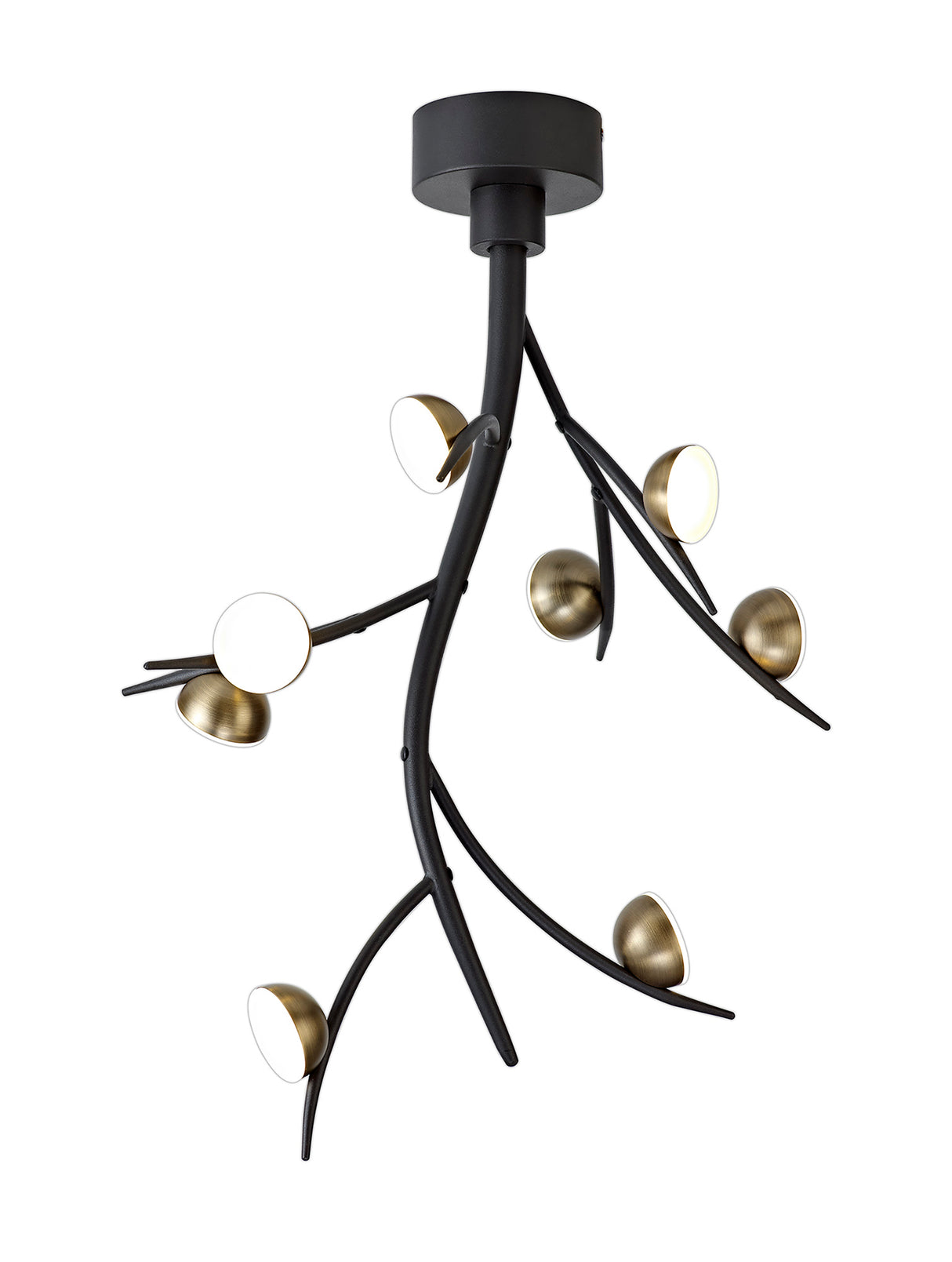 Makin 8 Light Ceiling Pendant, 8 x 3W LED, 3000K, 1320lm, Black/Antique Brass, 3yrs Warranty