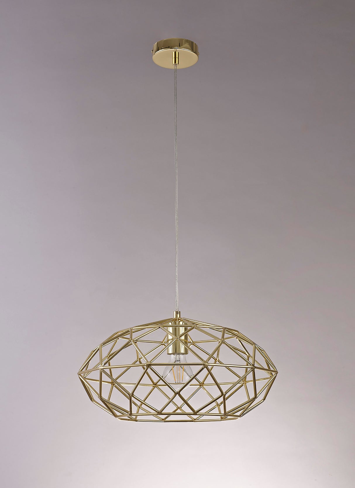 Guthrie Elliptical Sphere Pendant, 1 x E27, Polished Brass