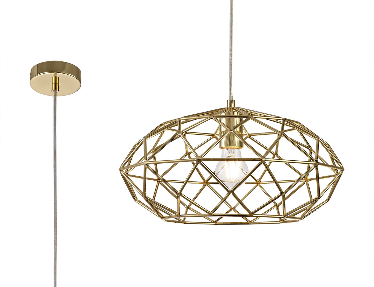 Guthrie Elliptical Sphere Pendant, 1 x E27, Polished Brass