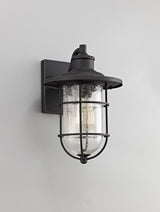Cox Wall Lamp, 1 x E27, Black/Gold With Seeded Clear Glass, IP54, 2yrs Warranty