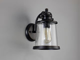 Cooke Wall Lamp, 1 x E27, Black/Gold With Seeded Clear Glass, IP54, 2yrs Warranty
