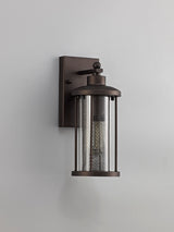 Basey Small Wall Lamp, 1 x E27, Antique Bronze/Clear Glass, IP54, 2yrs Warranty