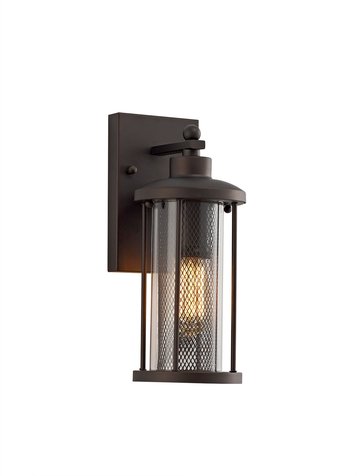 Basey Small Wall Lamp, 1 x E27, Antique Bronze/Clear Glass, IP54, 2yrs Warranty