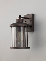 Basey Large Wall Lamp, 1 x E27, Antique Bronze/Clear Glass, IP54, 2yrs Warranty