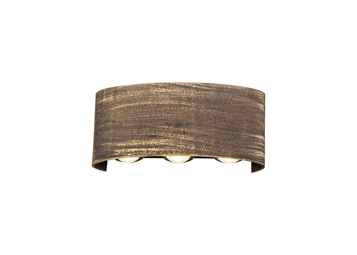 Mcgiven Up & Downward Lighting Wall Lamp, 6 x 1W LED, 3000K, 500lm, IP54, Gold/Black, 3yrs Warranty