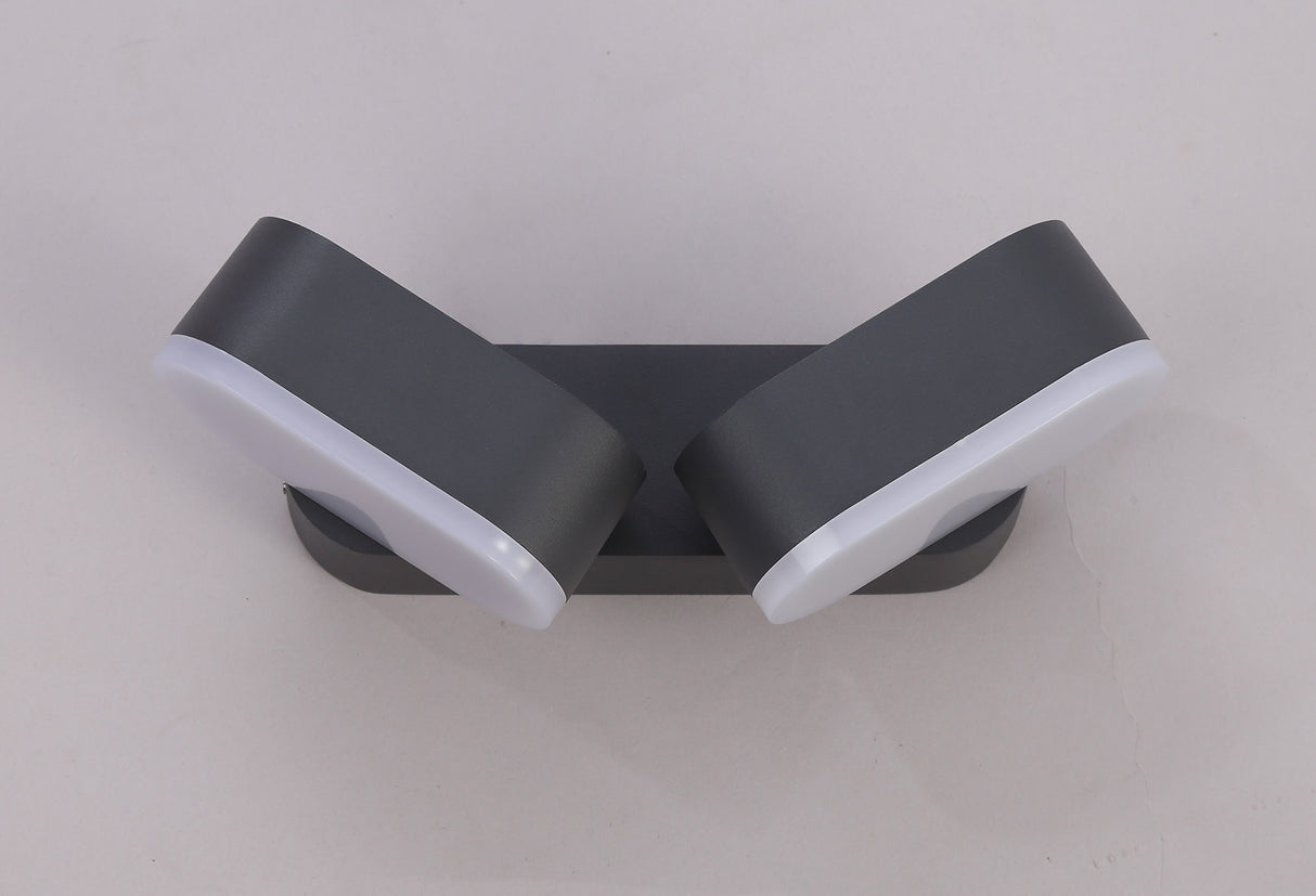 Ord 2 Light Adjustable Wall Lamp, 2 x 6W LED, 3000K, 780lm, IP54, Anthracite, 3yrs Warranty