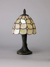 Finney Tiffany Table Lamp, 1 x E14, Black/Gold, Beige/Clear Crystal Shade