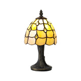 Finney Tiffany Table Lamp, 1 x E14, Black/Gold, Beige/Clear Crystal Shade