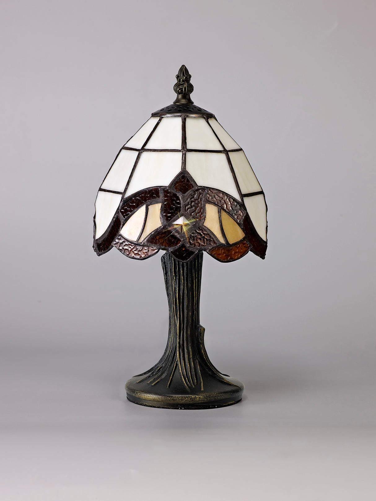 Elliott Tiffany Table Lamp, 1 x E14, Cream/Amber/Clear Crystal Shade