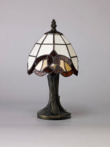 Elliott Tiffany Table Lamp, 1 x E14, Cream/Amber/Clear Crystal Shade