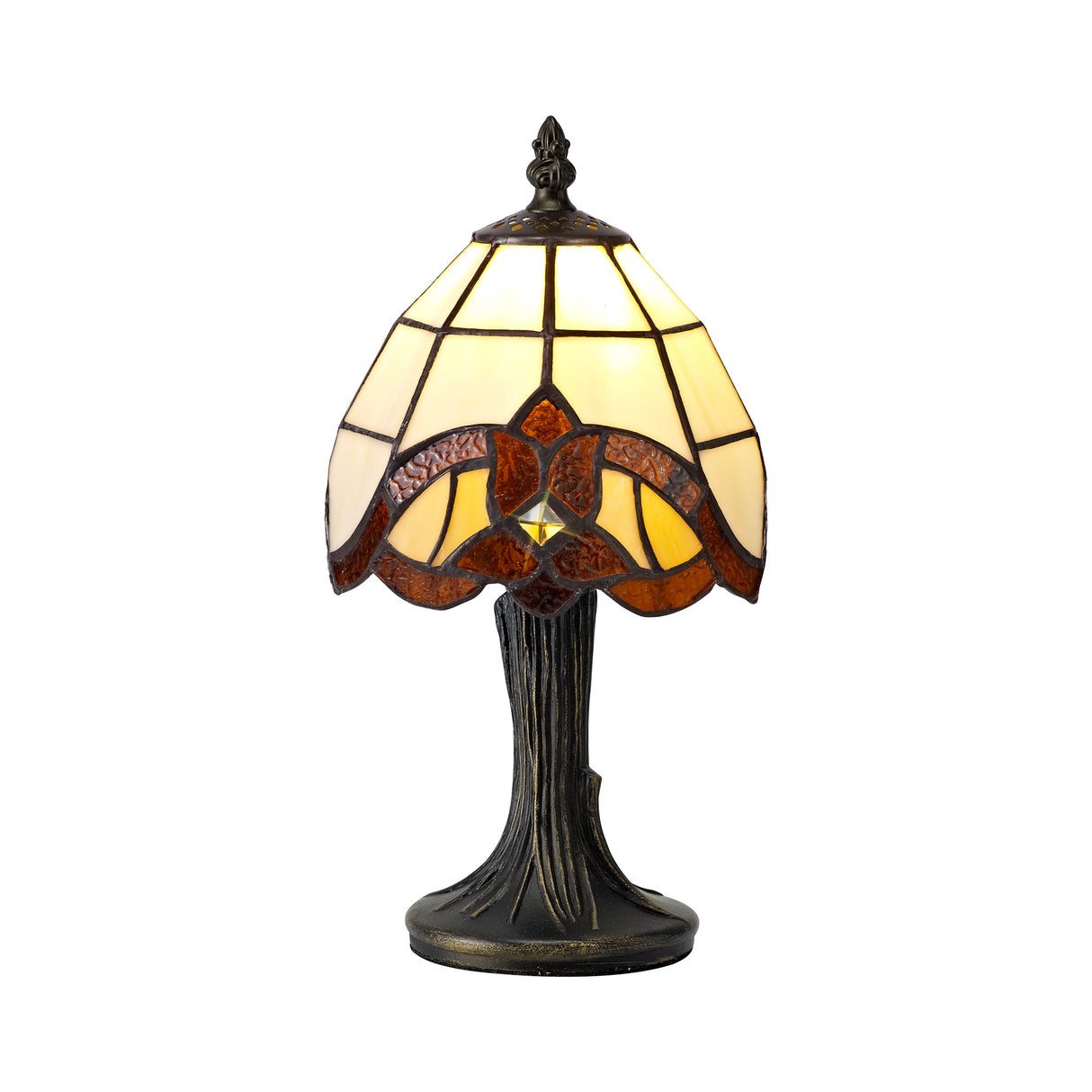 Elliott Tiffany Table Lamp, 1 x E14, Cream/Amber/Clear Crystal Shade