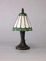 Williams Tiffany Table Lamp, 1 x E14, Cream/Green/Clear Crystal Shade