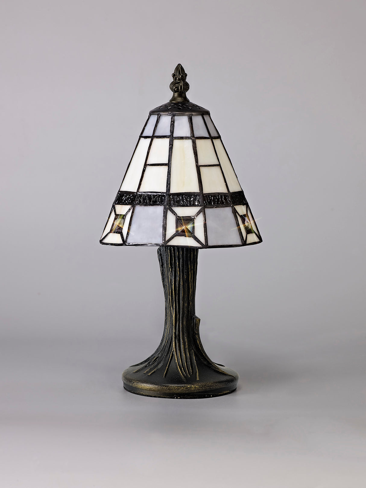 Venison Tiffany Table Lamp, 1 x E14, Cream/Grey/Clear Crystal Shade