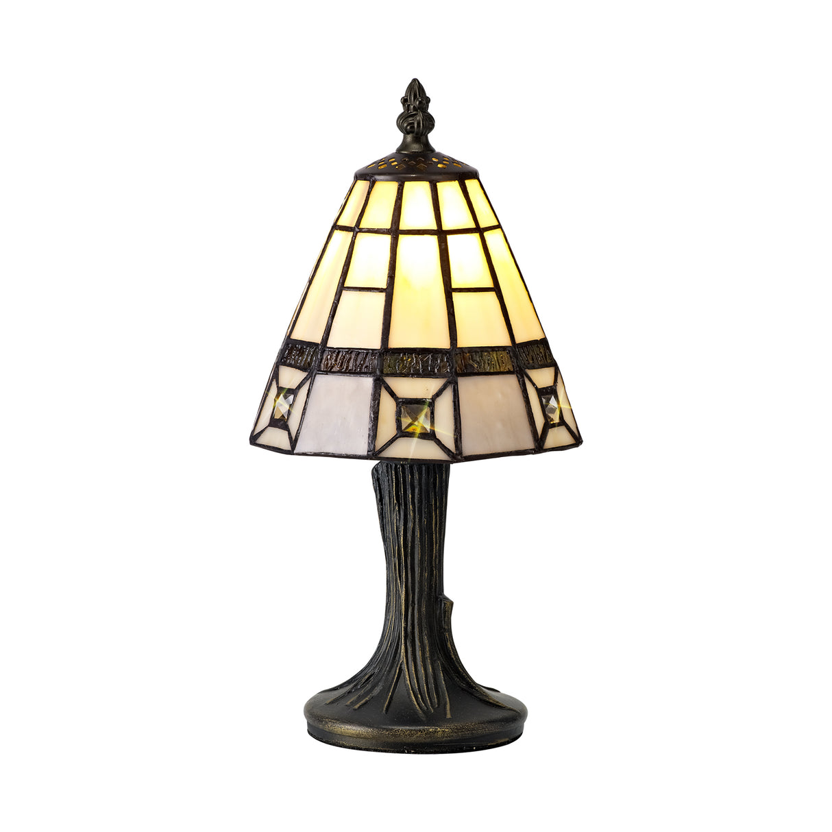 Venison Tiffany Table Lamp, 1 x E14, Cream/Grey/Clear Crystal Shade