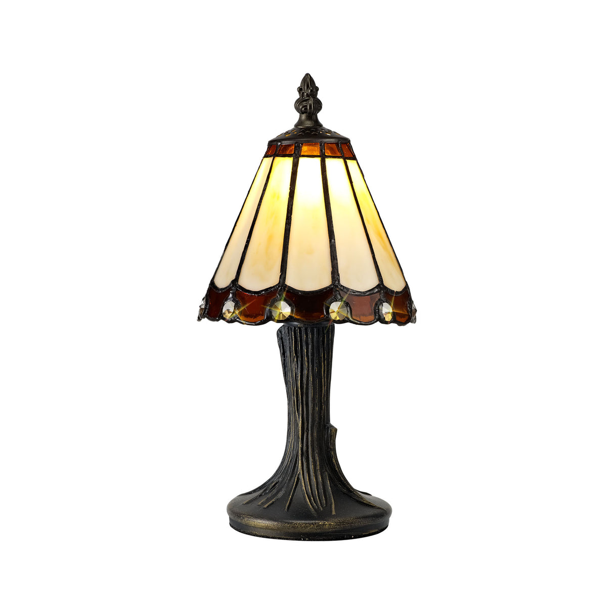 Williams Tiffany Table Lamp, 1 x E14, Cream/Amber/Clear Crystal Shade
