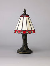 Williams Tiffany Table Lamp, 1 x E14, Cream/Red/Clear Crystal Shade