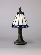 Williams Tiffany Table Lamp, 1 x E14, Cream/Blue/Clear Crystal Shade