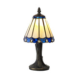 Williams Tiffany Table Lamp, 1 x E14, Cream/Blue/Clear Crystal Shade