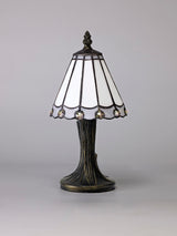 Williams Tiffany Table Lamp, 1 x E14, White/Grey/Clear Crystal Shade