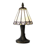 Williams Tiffany Table Lamp, 1 x E14, White/Grey/Clear Crystal Shade