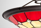 Belfit, Tiffany 35cm Non-electric Uplighter Shade, Cream/Red/Clear Crystal Centre/Aged Antique Brass Trim