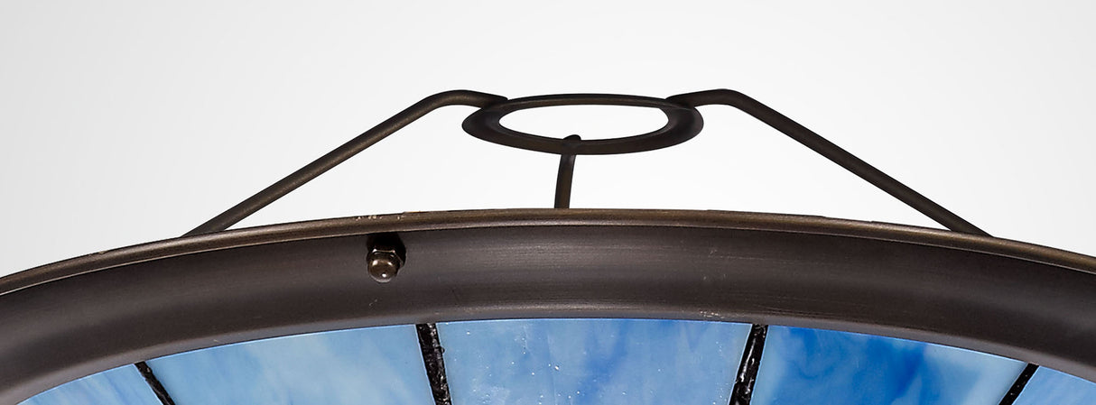 Belfit, Tiffany 35cm Non-electric Uplighter Shade, Cream/Rich Blue/Clear Crystal Centre/Aged Antique Brass Trim