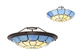 Belfit, Tiffany 35cm Non-electric Uplighter Shade, Cream/Rich Blue/Clear Crystal Centre/Aged Antique Brass Trim