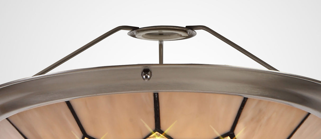 Belfit, Tiffany 35cm Non-electric Uplighter Shade, Cream/Grey/Crystal Centre/Satin Nickel Brass Trim