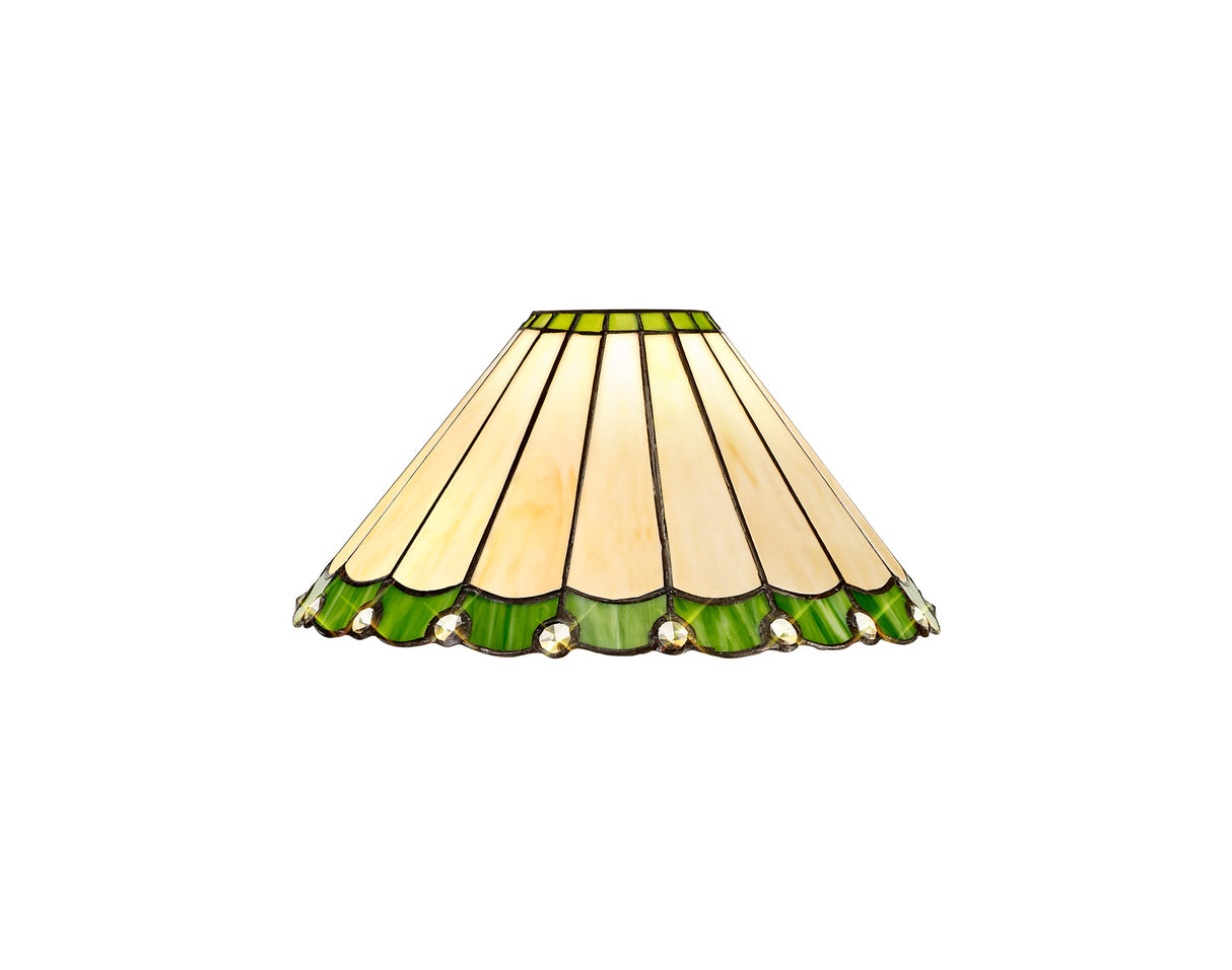 Williams Tiffany 30cm Non-Electric Shade, Green/Cream/Crystal. Suitable For E27 or B22 Pendants